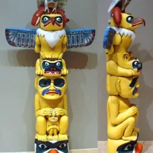 Totem Indien St 1006 Theme Western Statue 2m12 En Resine Et Fibre De Verre
