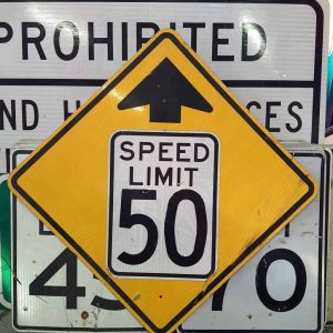 panneau de signalisation routiere americain avertissement speed limit 50 mph 91x91cm