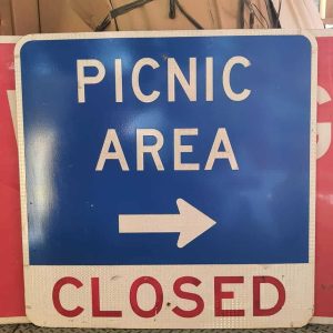 Panneau Routier Americain Picnic Area Closed 91x91cm