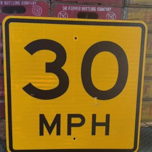 Panneau Routier Americain Speed Limit 30 Mph Jaune 61x61cm 1