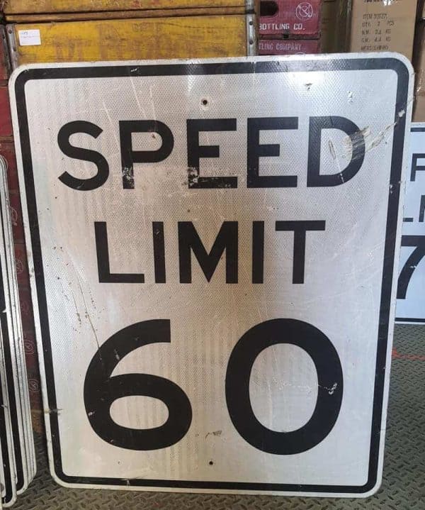 Panneau Routier Americain Speed Limit 60 Mph 76x91cm