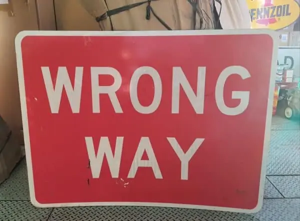 Panneau Routier Americain Wrong Way 91x122cm