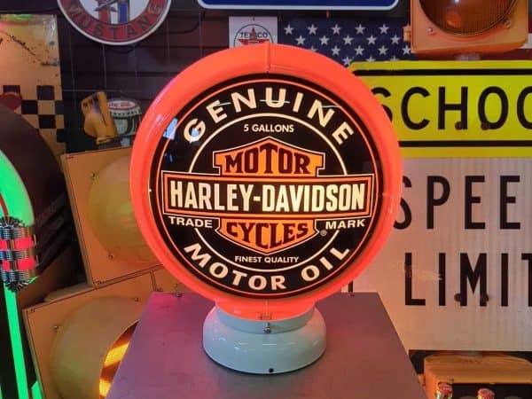 globe de pompe a essence americaine de la marque harley davidson orange 1