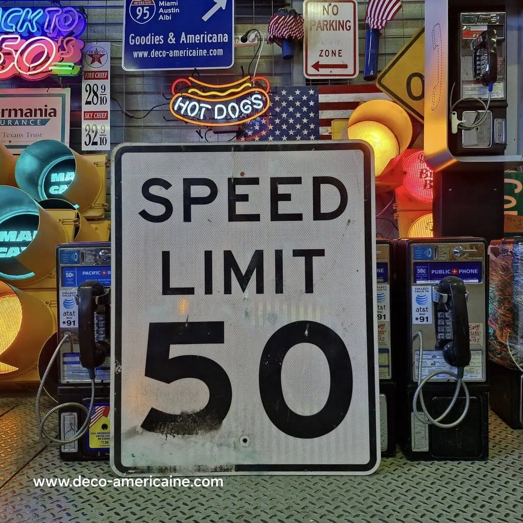 speed limit 50 mph 76x61cm panneau routier américain