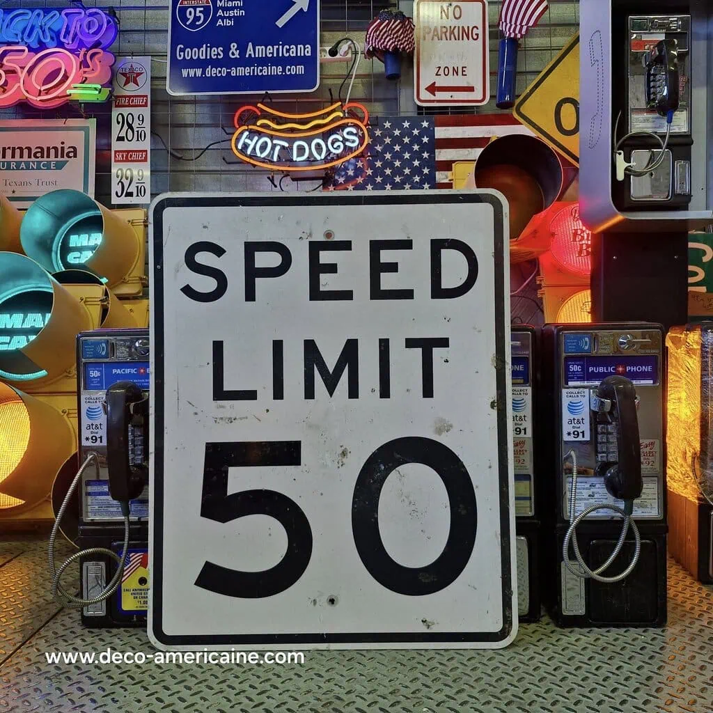 speed limit 50 mph 76x61cm panneau routier américain