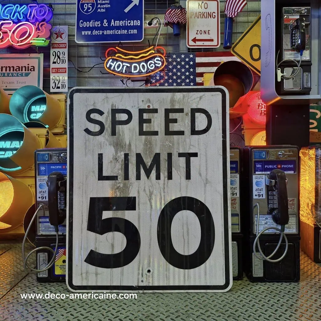 speed limit 50 mph 76x61cm panneau routier américain