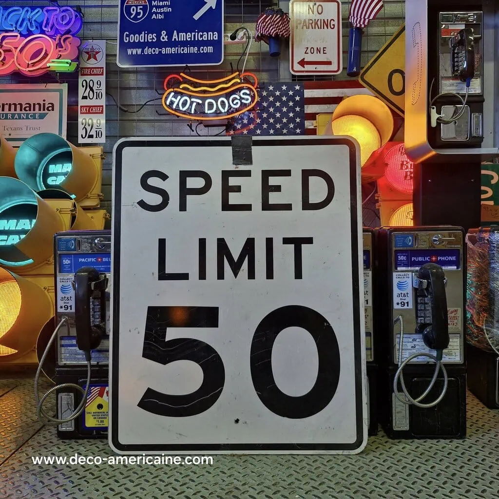 speed limit 50 mph 76x61cm panneau routier américain