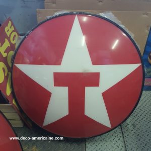 enseigne vintage de station service texaco diamètre 73cm eclairage à leds inclus