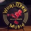 Enseigne lumineuse  néon  siglée Wurlitzer Music