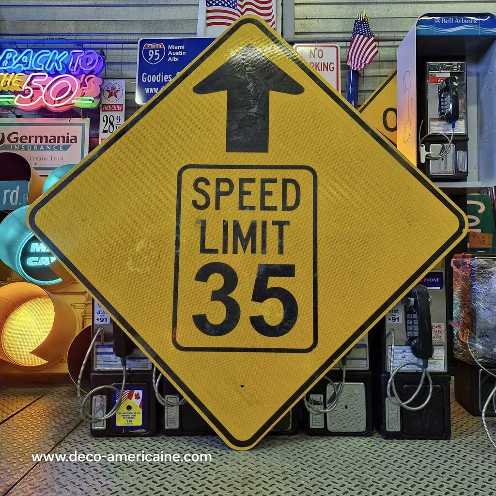 speed limit 35 mph 76x61cm panneau routier américain