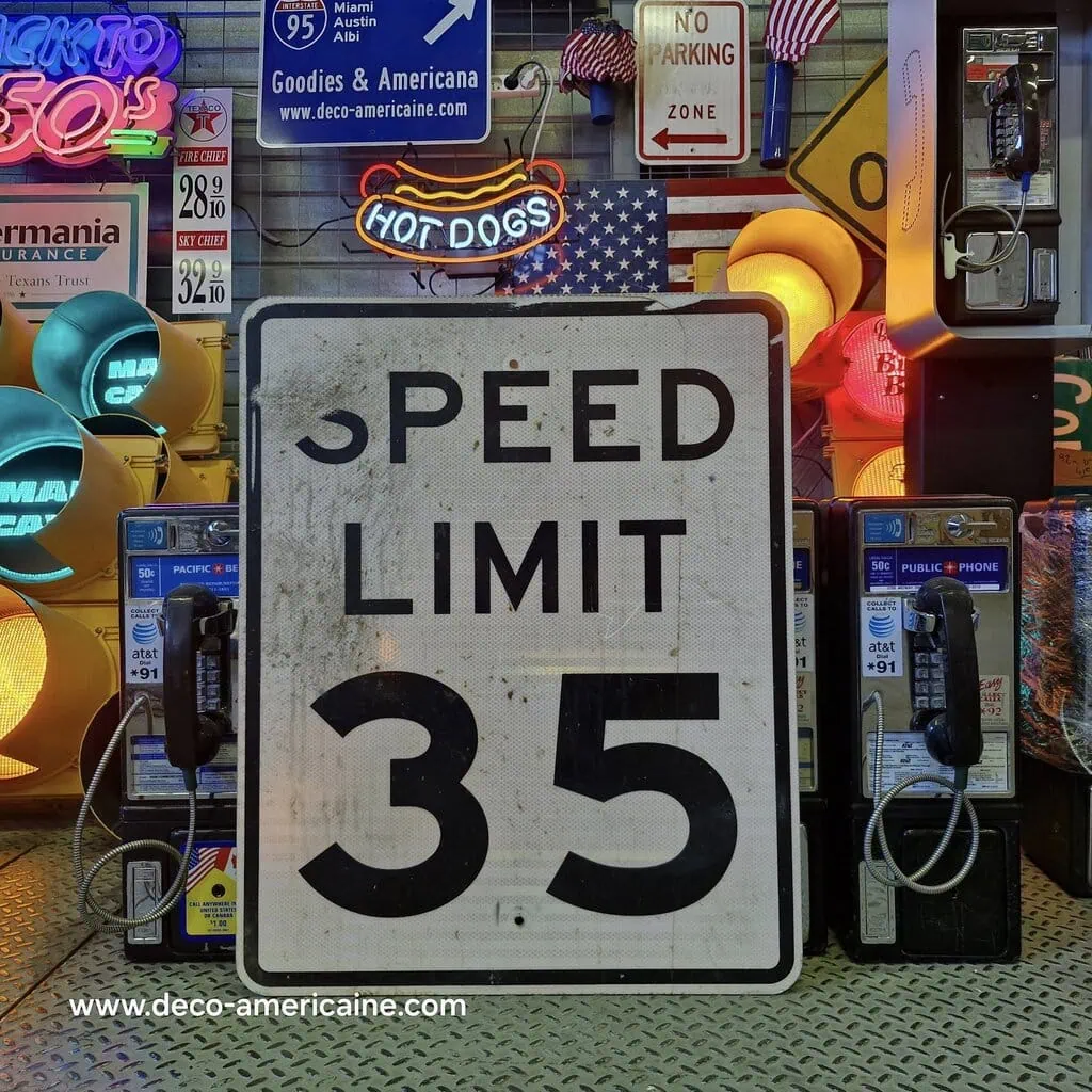 speed limit 35 mph 76x61cm panneau routier américain