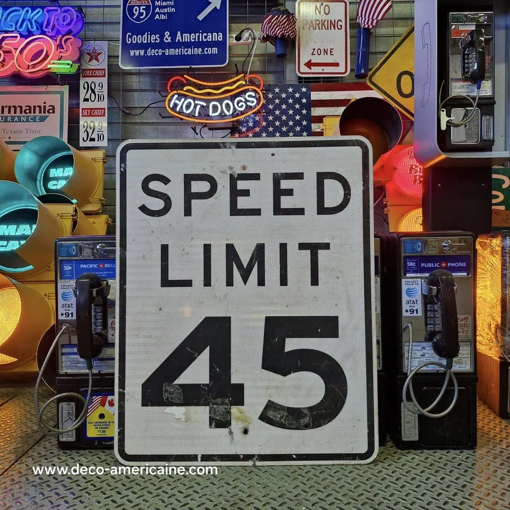 speed limit 45 mph 76x61cm panneau routier américain