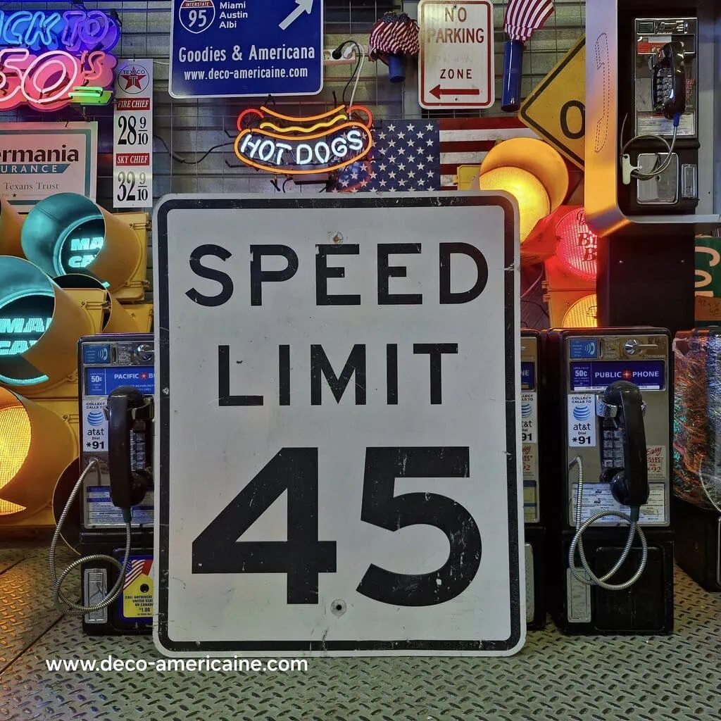 speed limit 45 mph 76x61cm panneau routier américain