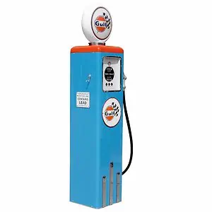 pompe à essence américaine avec opaline éclairée gulf racing pompe à essence américaine avec opaline éclairée gulf racing