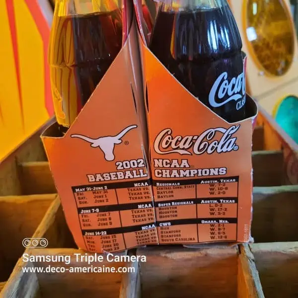 pack 6 bouteilles en verre de coca cola "celebration baseball champions 2002 texas longhorn"