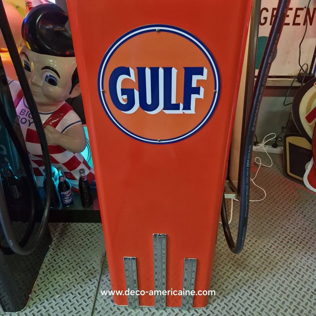 pompe à essence américaine avec opaline en verre gulf "tall" 205cm