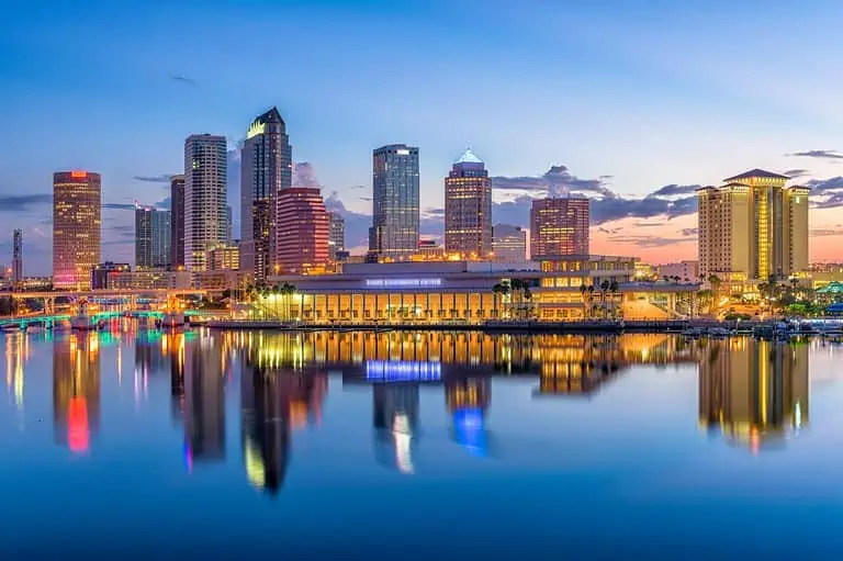 tampa, florida, usa downtown skyline on the bay.
