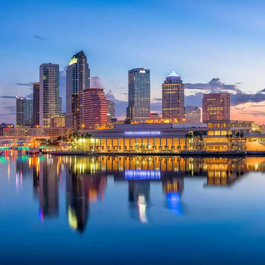 tampa, florida, usa downtown skyline on the bay.