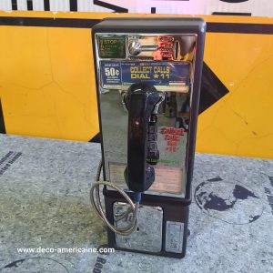 téléphone payphone américain de rue avec monnayeur et stickers originaux a