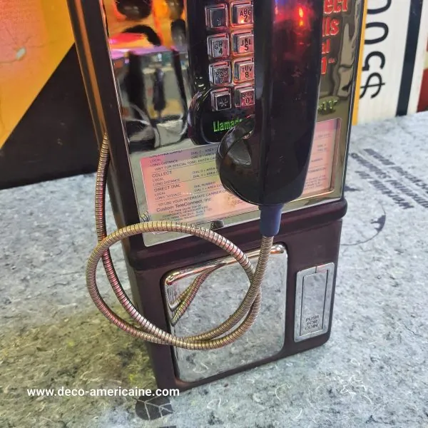 téléphone payphone américain de rue avec monnayeur et stickers originaux a