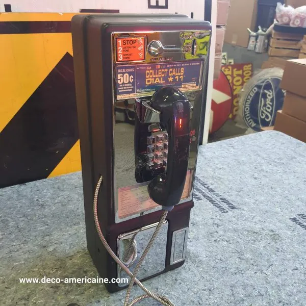 téléphone payphone américain de rue avec monnayeur et stickers originaux c (copie)