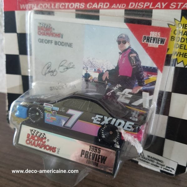 nascar voiture miniature vintage 1995 edition geoff bodine + carte de collection