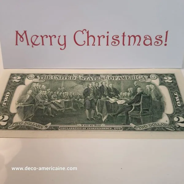 santa dollars billet américain de $2 de collection devise authentique