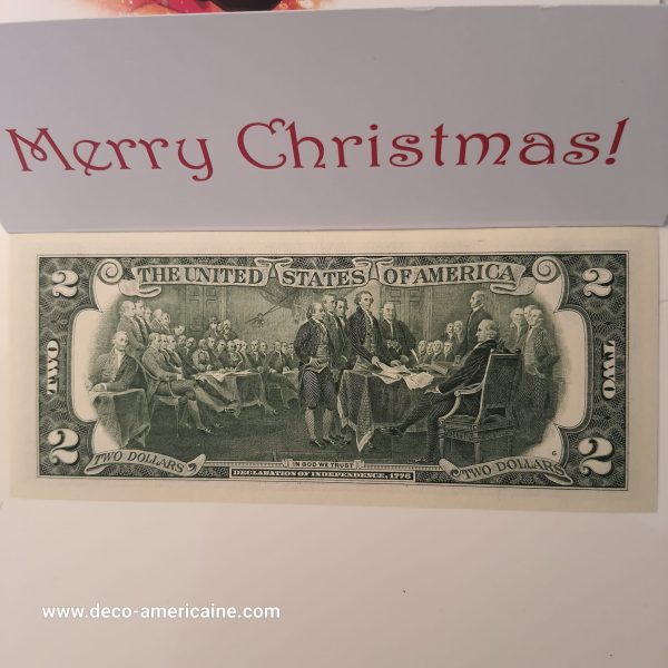 santa dollars billet américain de $2 de collection devise authentique