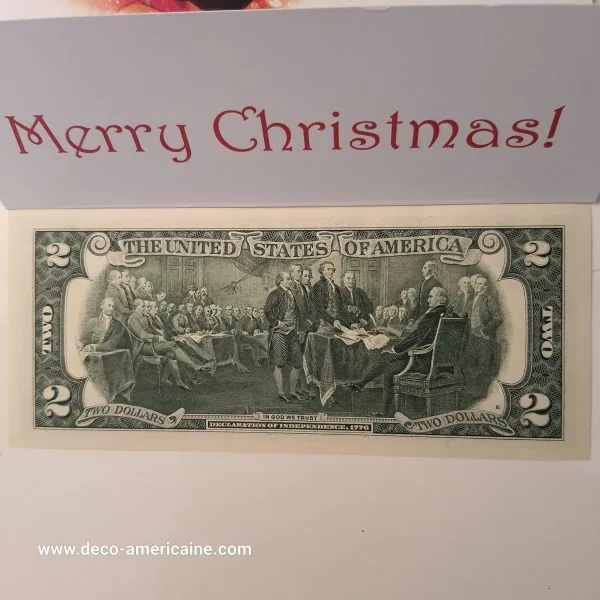 santa dollars billet américain de $2 de collection devise authentique