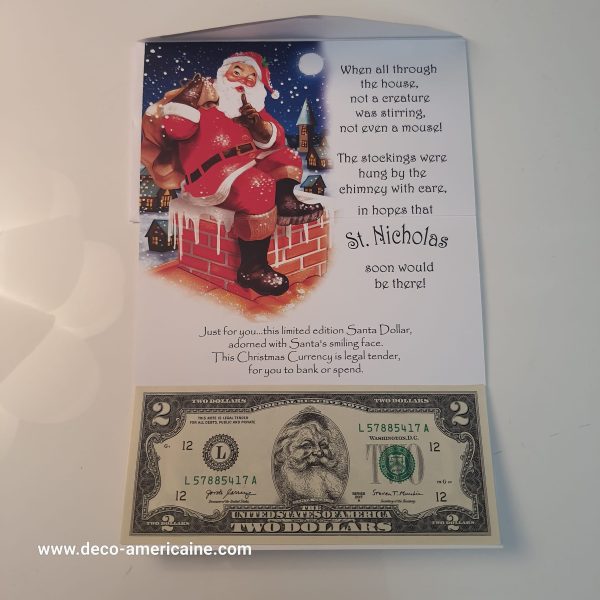 santa dollars billet américain de $2 de collection devise authentique (copie)