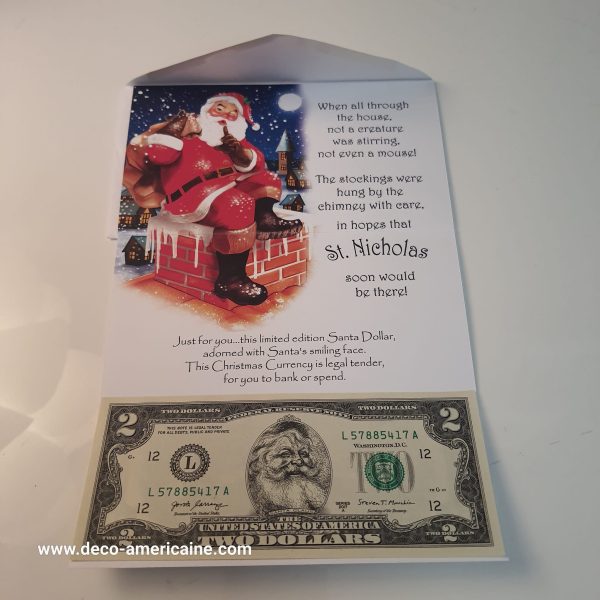 santa dollars billet américain de $2 de collection devise authentique (copie)