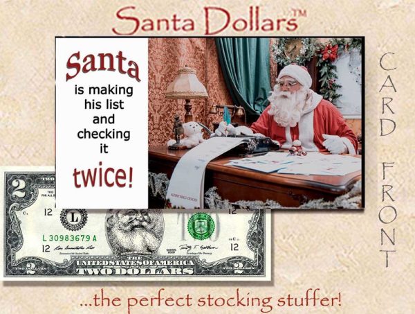 santa dollars billet américain de $2 de collection devise authentique