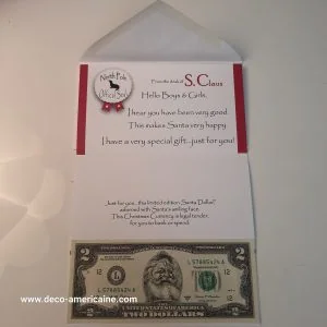 santa dollars billet américain de $2 de collection devise authentique