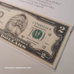 santa dollars billet américain de $2 de collection devise authentique