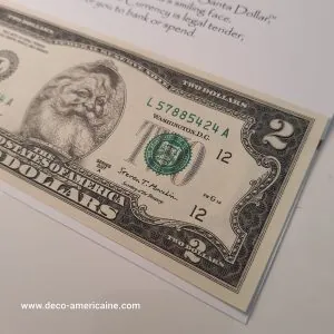 santa dollars billet américain de $2 de collection devise authentique santa dollars billet américain de $2 de collection devise authentique
