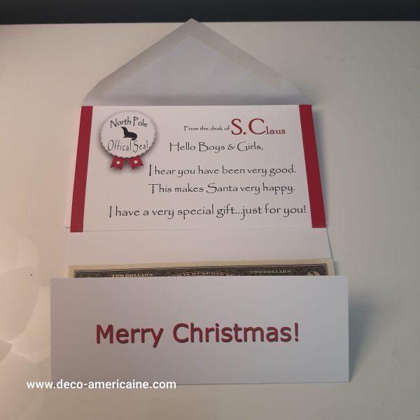 santa dollars billet américain de $2 de collection devise authentique
