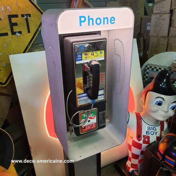 payphone vintage de rue américain authentique avec cabine provenance californie (avec les 3 clefs pour ouverture)