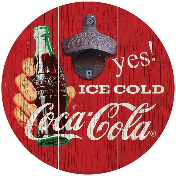 panneau mural décapsuleur coca cola "yes ice cold"