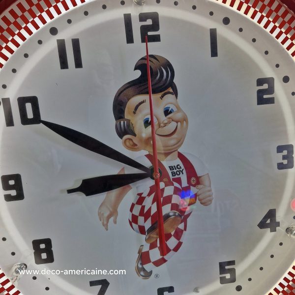 bob's big boy restaurant horloge néon authentique sous licence "elias brothers restaurant" 50cm unique et rare