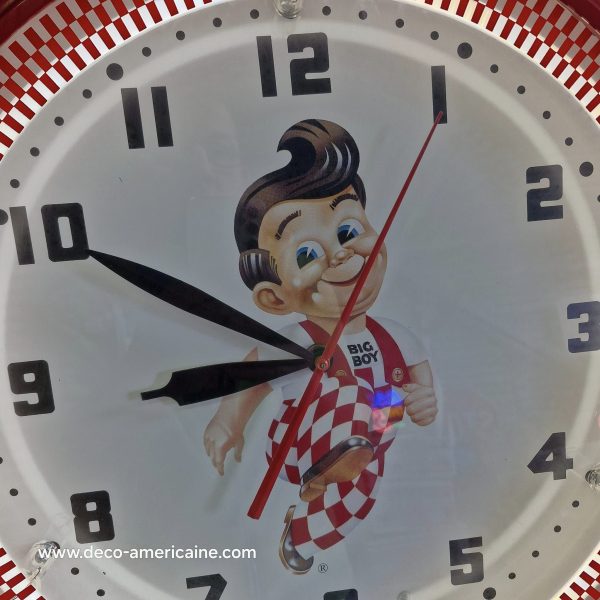 bob's big boy restaurant horloge néon authentique sous licence "elias brothers restaurant" 50cm unique et rare