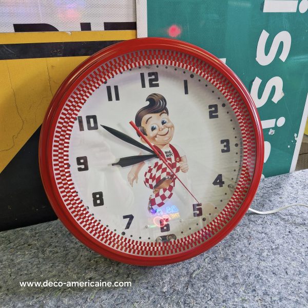 bob's big boy restaurant horloge néon authentique sous licence "elias brothers restaurant" 50cm unique et rare