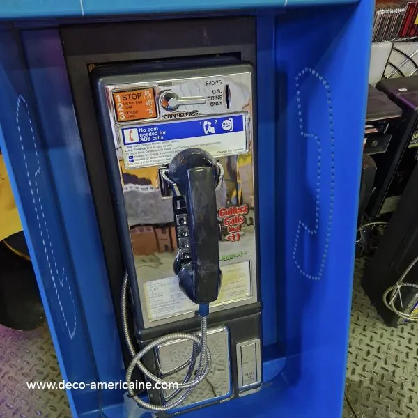 cabine l31 murale avec payphone vintage de rue américain authentique bleue (copie)