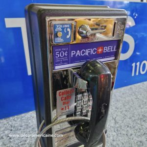 téléphone payphone américain de rue avec monnayeur et stickers 10