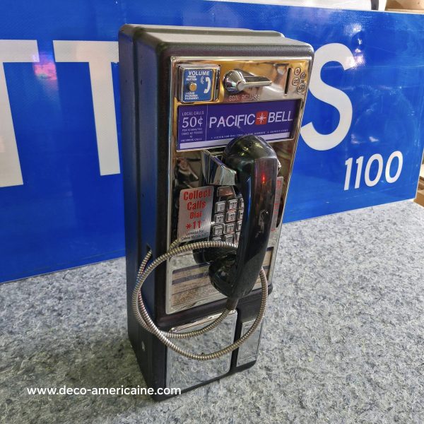 téléphone payphone américain de rue avec monnayeur et stickers 10
