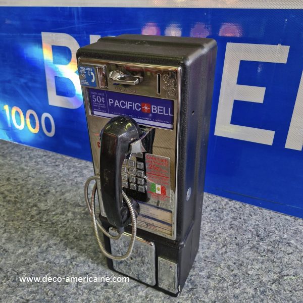 téléphone payphone américain de rue avec monnayeur et stickers 10
