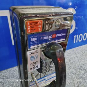 téléphone payphone américain de rue avec monnayeur et stickers (copie)