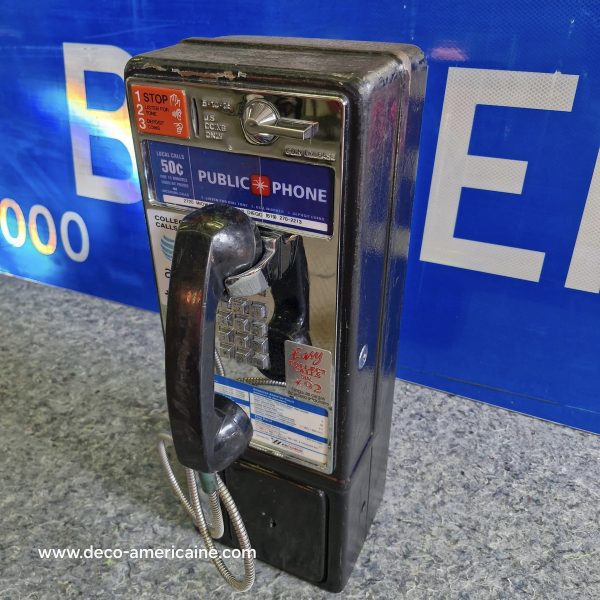téléphone payphone américain de rue avec monnayeur et stickers (copie)