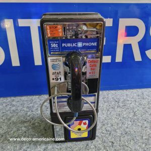 téléphone payphone américain de rue avec monnayeur et stickers (copie)