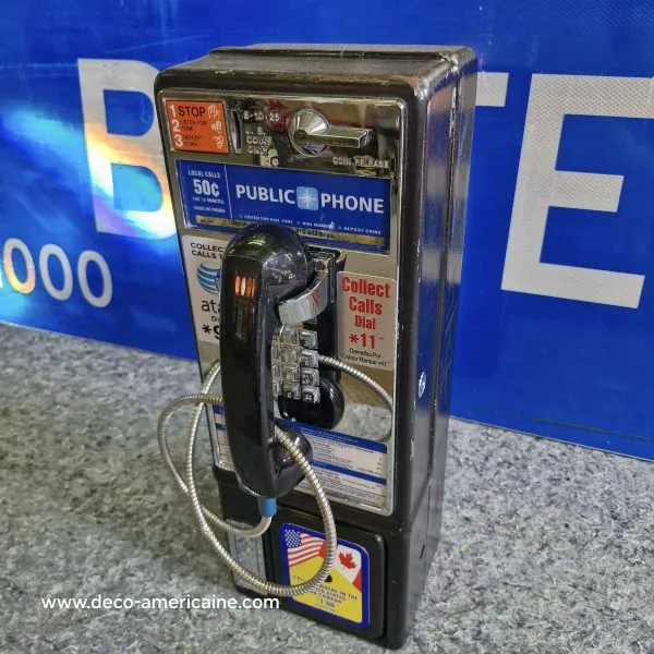 téléphone payphone américain de rue avec monnayeur et stickers 12