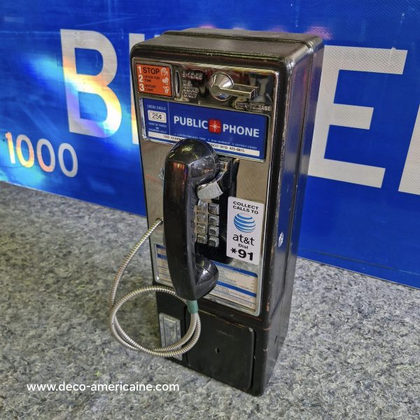 téléphone payphone américain de rue avec monnayeur et stickers 14
